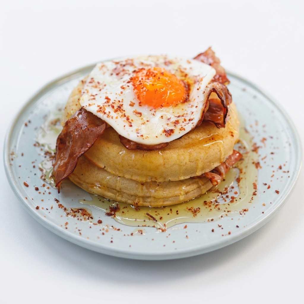 PANQUECA DE OVO ESTRELADO, BACON, XAROPE CASEIRO — 22 lounge
